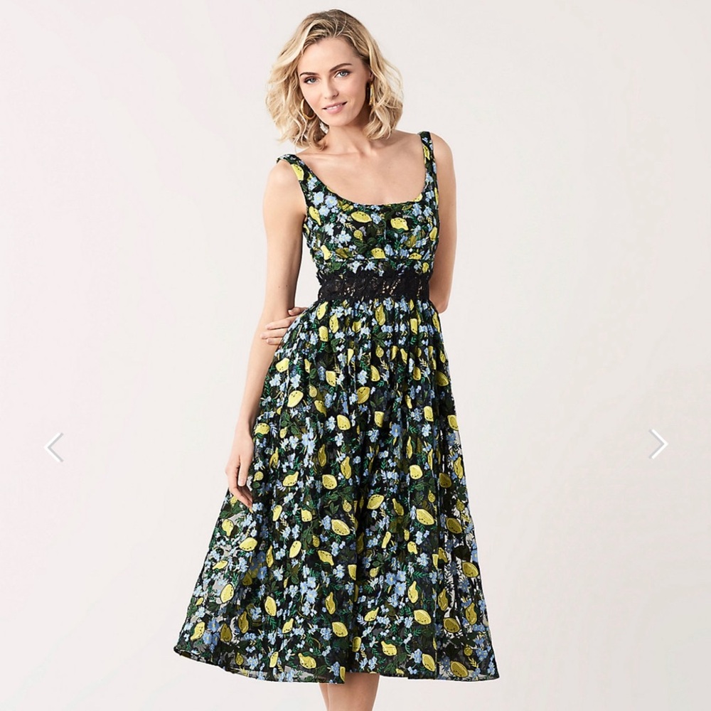 DVF Freeda lemon embroidered dress size 6